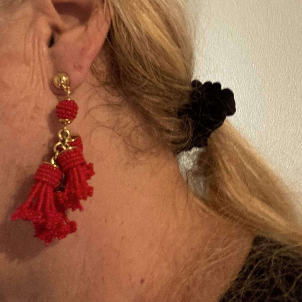 J.Crew red beaded earrings